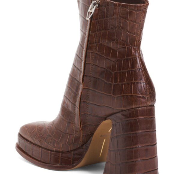 NEW  DOLCE VITA Lochly Leather Heel Booties Walnut for women 663mn - Picture 2 of 14